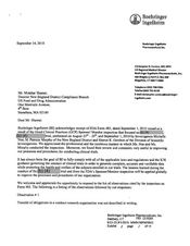 483 Response Boehringer Ingelheim Pharmaceuticals | Sep 2010