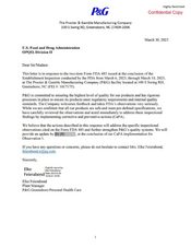 483 Response The Procter & Gamble Manufacturing | Mar 2023