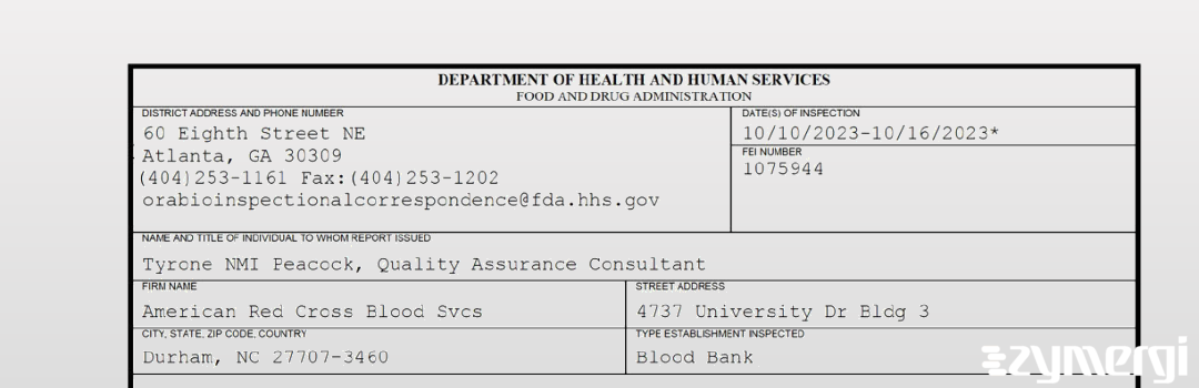 FDANews 483 American Red Cross Blood Svcs Oct 16 2023 top