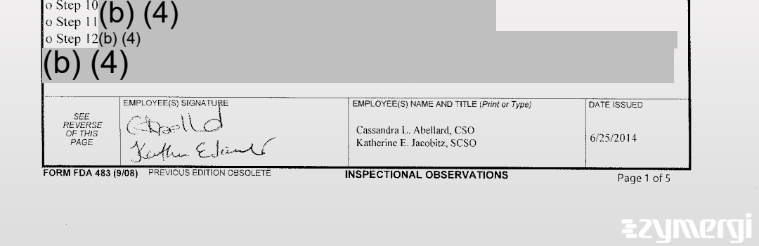 Katherine E. Jacobitz FDA Investigator Cassandra L. Abellard FDA Investigator