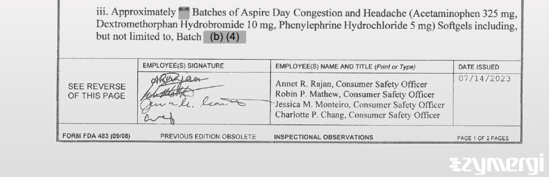 Robin P. Mathew FDA Investigator Charlotte P. Chang FDA Investigator Annet R. Rajan FDA Investigator Jessica M. Monteiro FDA Investigator