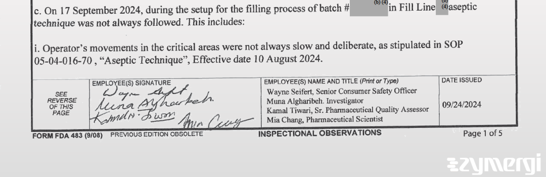 Laurimer Kuilan-Torres FDA Investigator Ruo H. Xu FDA Investigator Yiwei Li FDA Investigator 