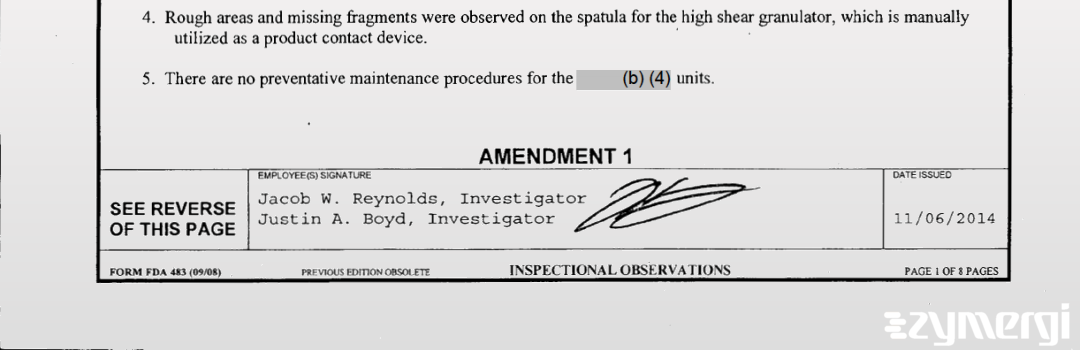 Justin A. Boyd FDA Investigator Jacob W. Reynolds FDA Investigator 