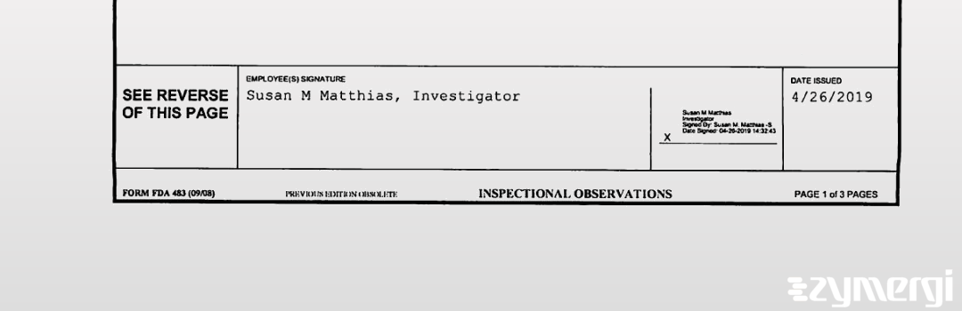 Susan M. Matthias FDA Investigator