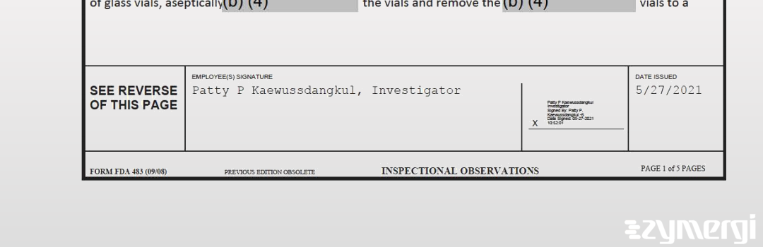 Patty P. Kaewussdangkul FDA Investigator 