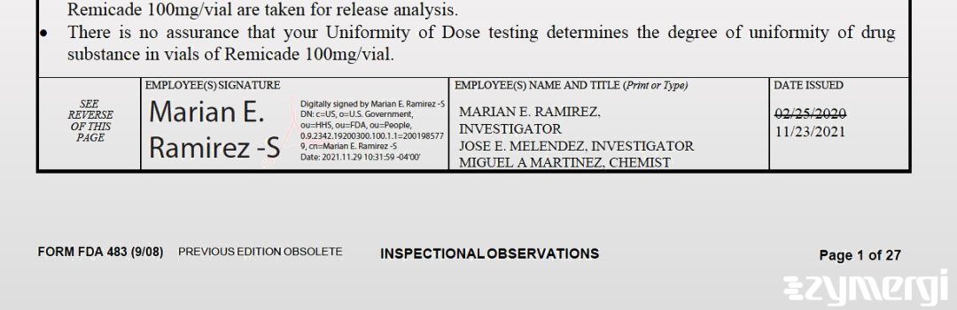 Marian E. Ramirez FDA Investigator Jose E. Melendez FDA Investigator Miguel A. Martinez FDA Investigator
