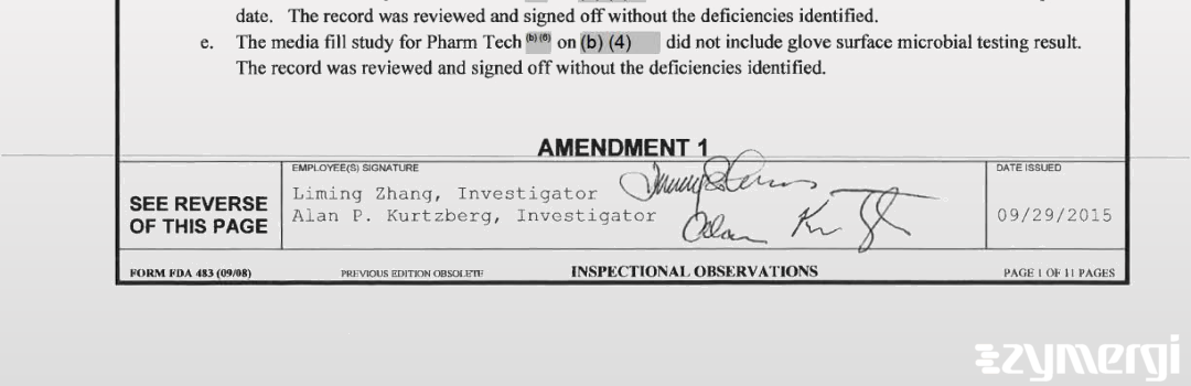 Liming Zhang FDA Investigator Alan P. Kurtzberg FDA Investigator