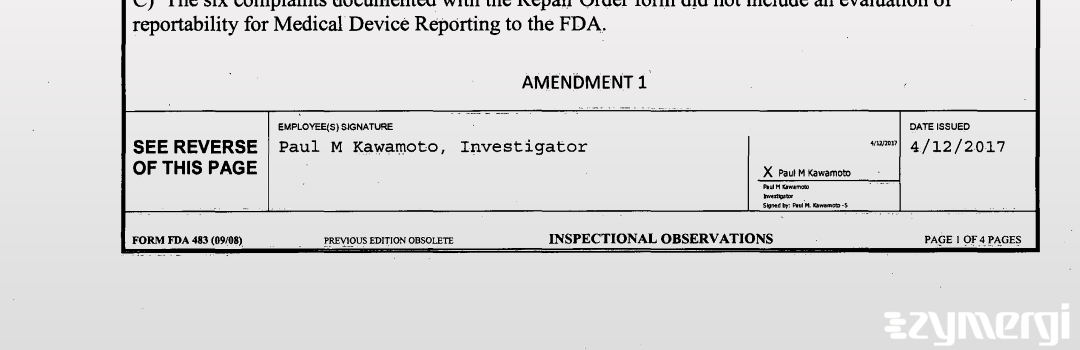Paul M. Kawamoto FDA Investigator 
