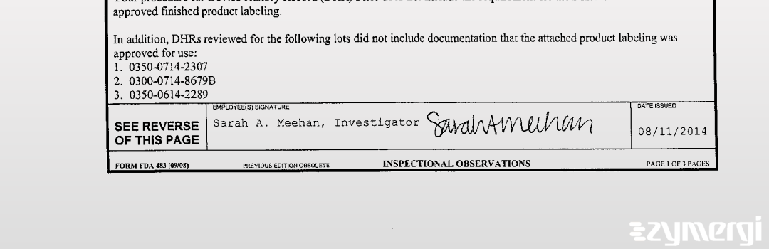 Sarah A. Meehan FDA Investigator 