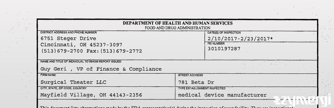 FDANews 483 Surgical Theater LLC Feb 23 2017 top