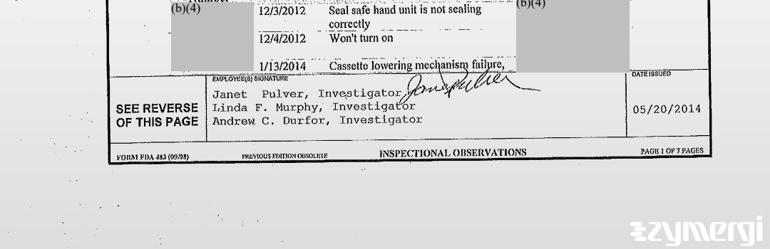 Janet Pulver FDA Investigator Linda F. Murphy FDA Investigator