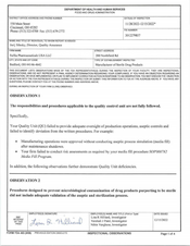 FDA 483 Xellia Pharmaceuticals USA, Bedford | December 2022