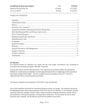 FDA EIR Marzetti Frozen Pasta, Clive | April 2021