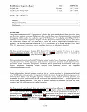 FDA EIR SciSafe, Cranbury | October 2018